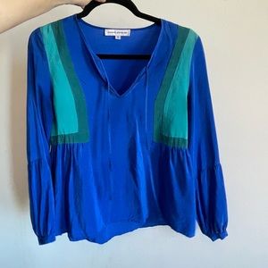 Amanda Uprichard Silk Colorblock Top